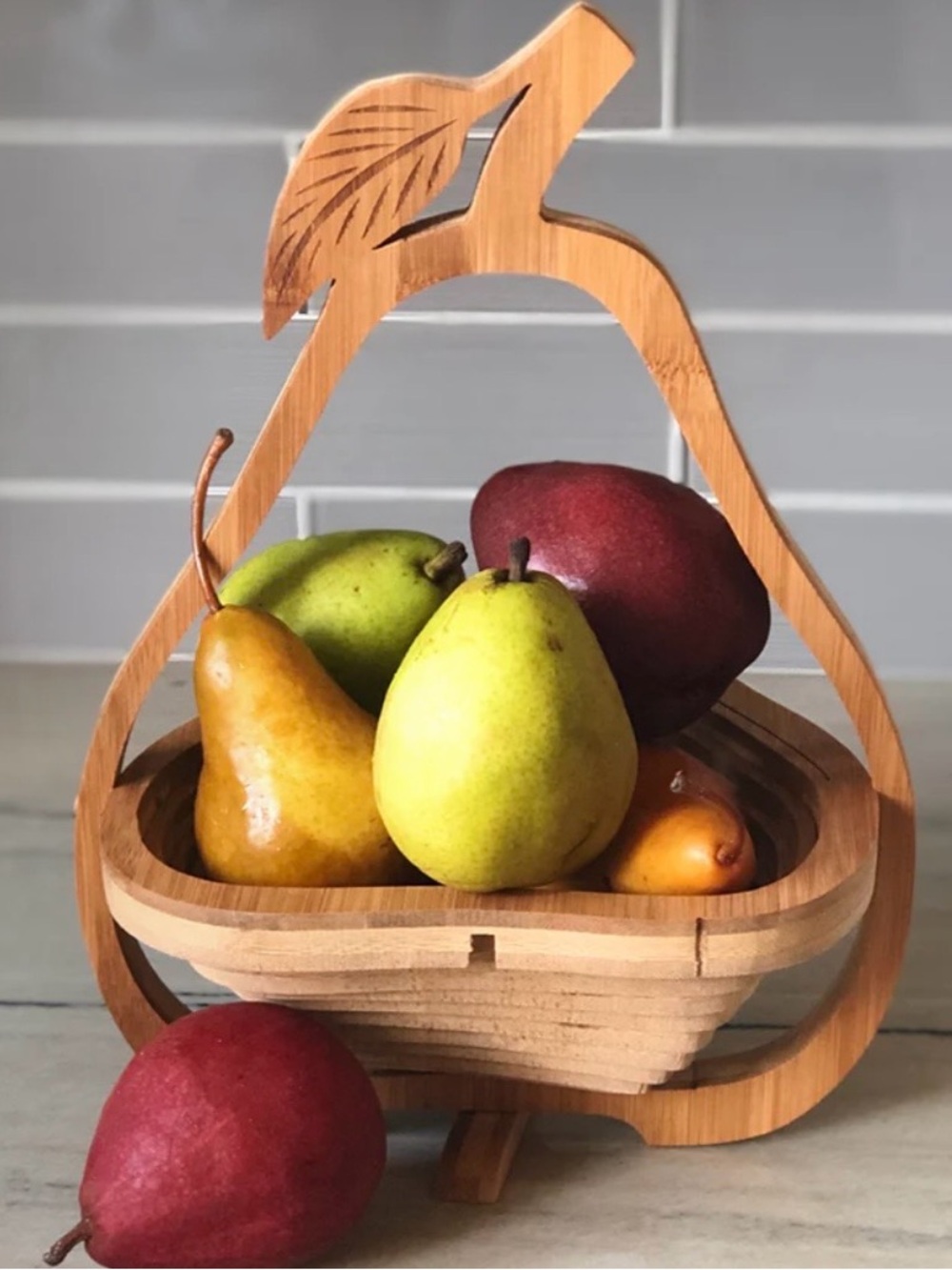 Wooden Pear-Shaped Basket